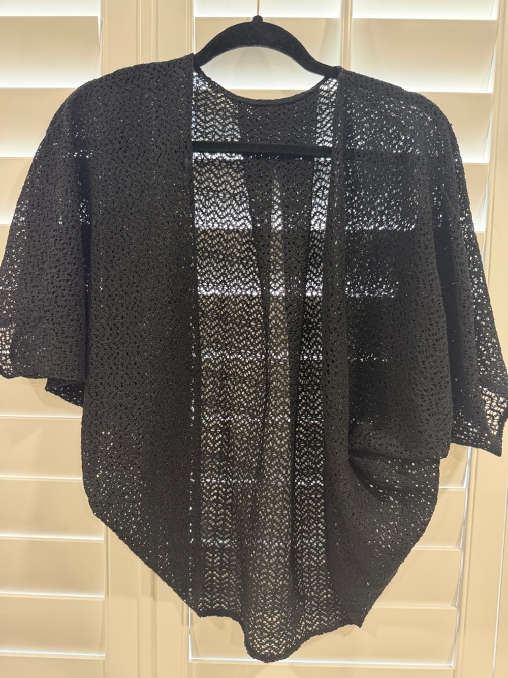 Black Open-Knit Women's Sweater Cardigan